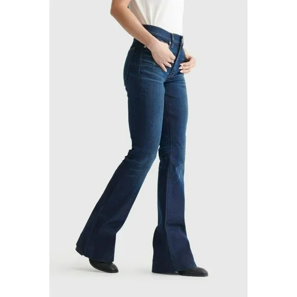 NWT Lucky Brand Womens Stevie Two Way Stretch Blue High Rise Flare Jeans US Sz 8 - Picture 1 of 16